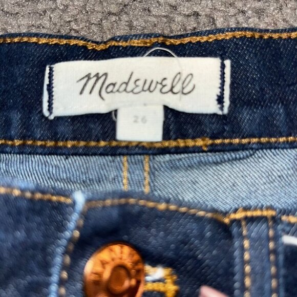 MADEWELL High Rise Denim Cut Off Shorts - Dark Wash - EUC - Size 26 - Picture 7 of 10